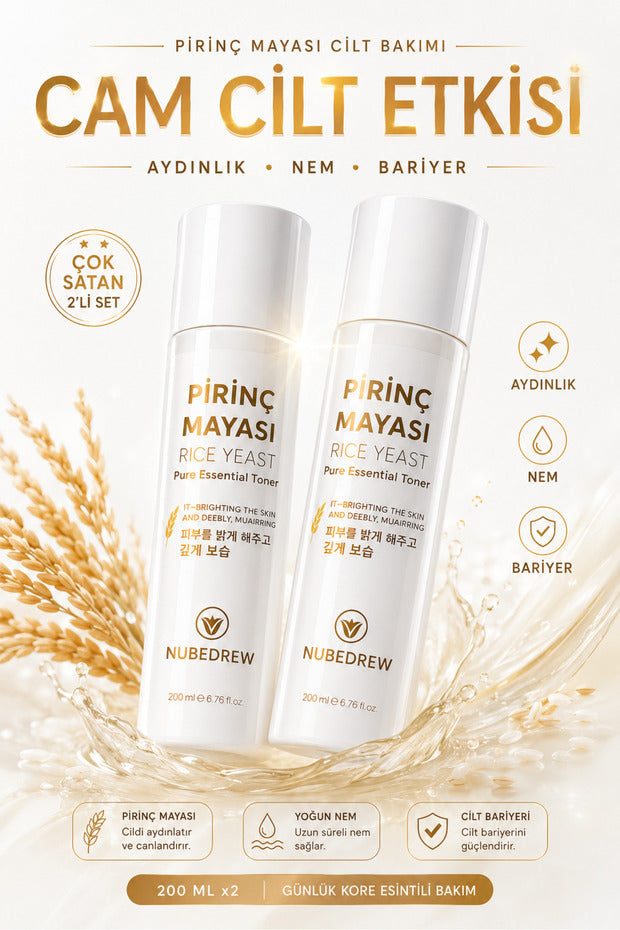 2 Adet Pirinç Mayası Tonik 200 ml Aydınlatıcı Beyazlatıcı Leke Karşıtı Nemlendirici Bakım Etkili