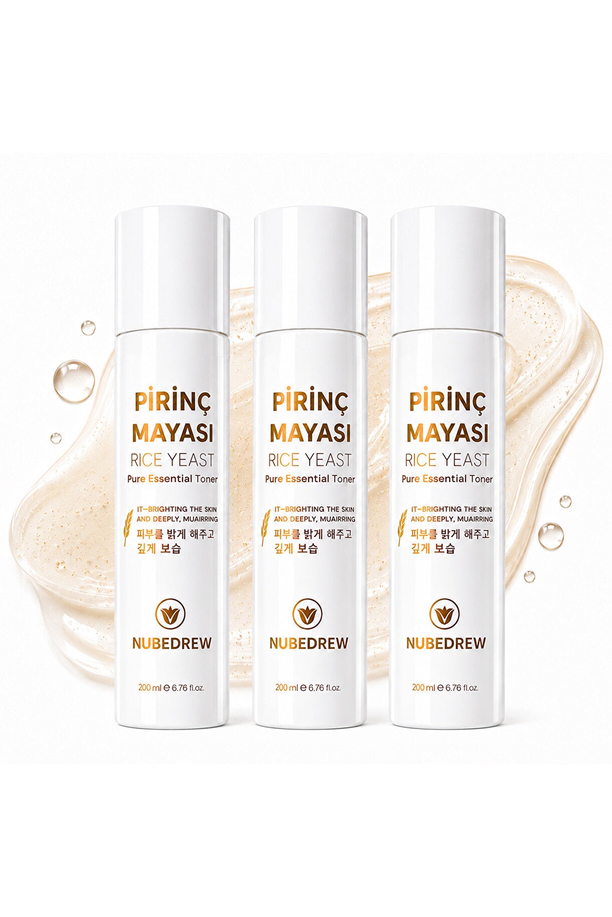 3 Adet Pirinç Mayası Tonik 200 ml Aydınlatıcı Beyazlatıcı Leke Karşıtı Nemlendirici Bakım Etkili