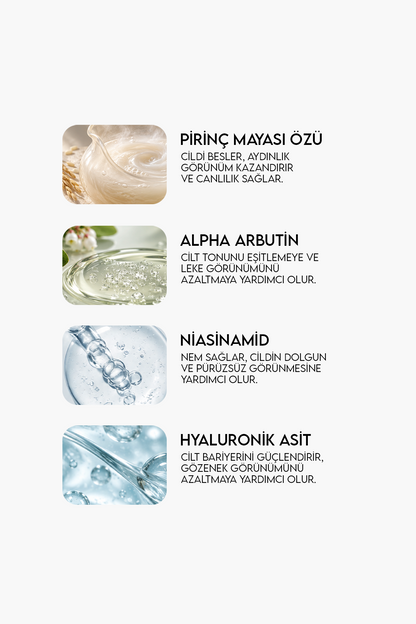 Pirinç Mayası Leke Karşıtı Bakım Serumu – Aydınlatıcı & Cilt Tonu Eşitleyici 75ml