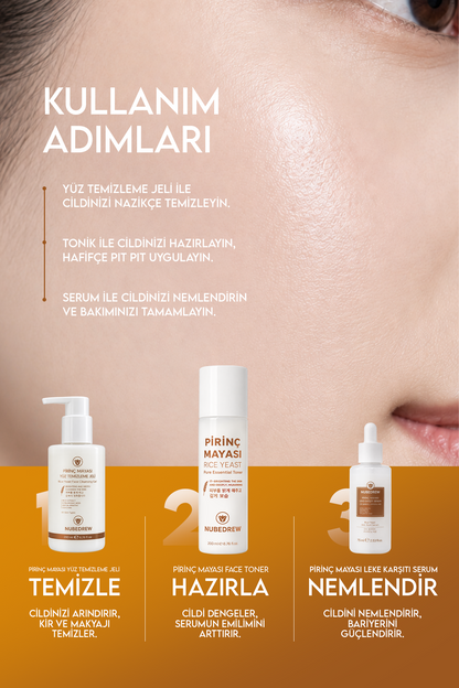 Pirinç Mayası Leke Karşıtı Bakım Serumu – Aydınlatıcı & Cilt Tonu Eşitleyici 75ml