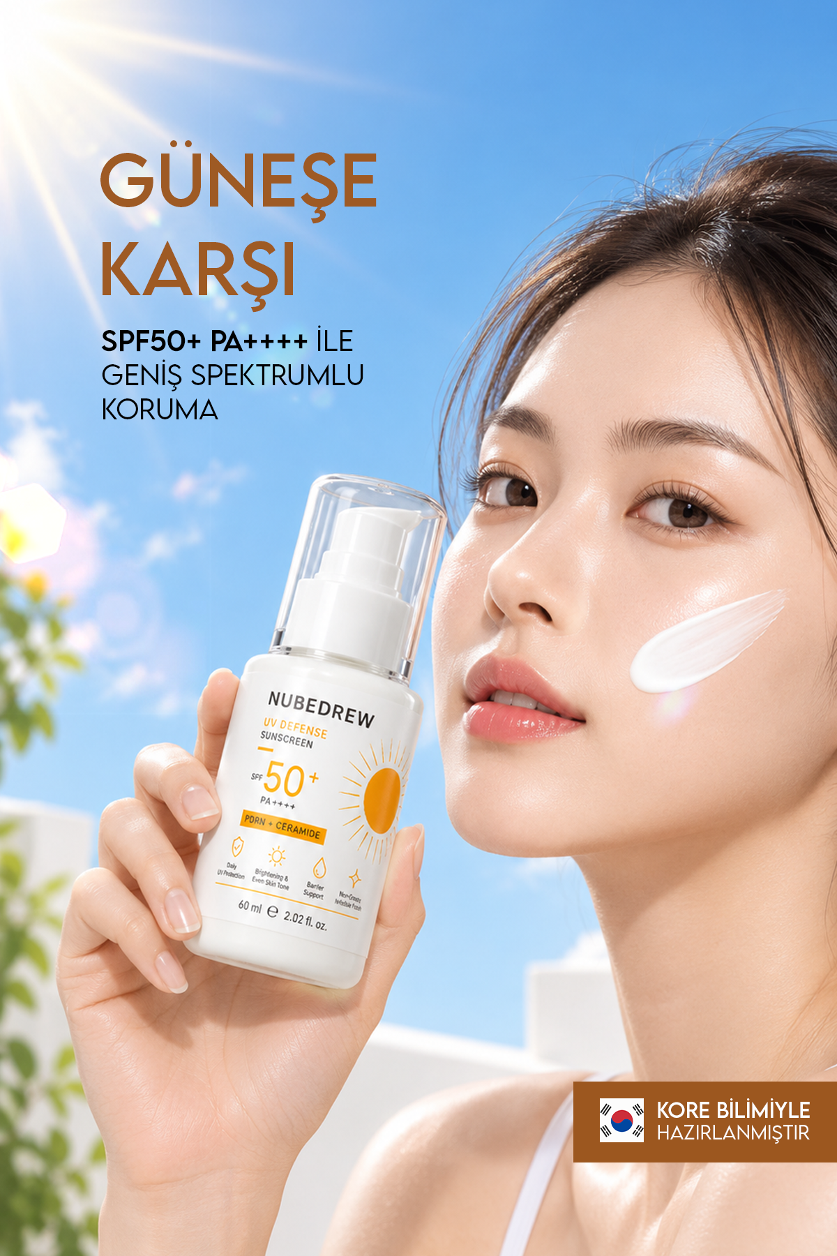 NUBEDREW PDRN Somon DNA & Ceramide SPF50+ PA++++ Güneş Kremi 60 ML  Beyaz İz Bırakmayan, Leke Karşıtı ve Cilt Bariyeri Destekleyici