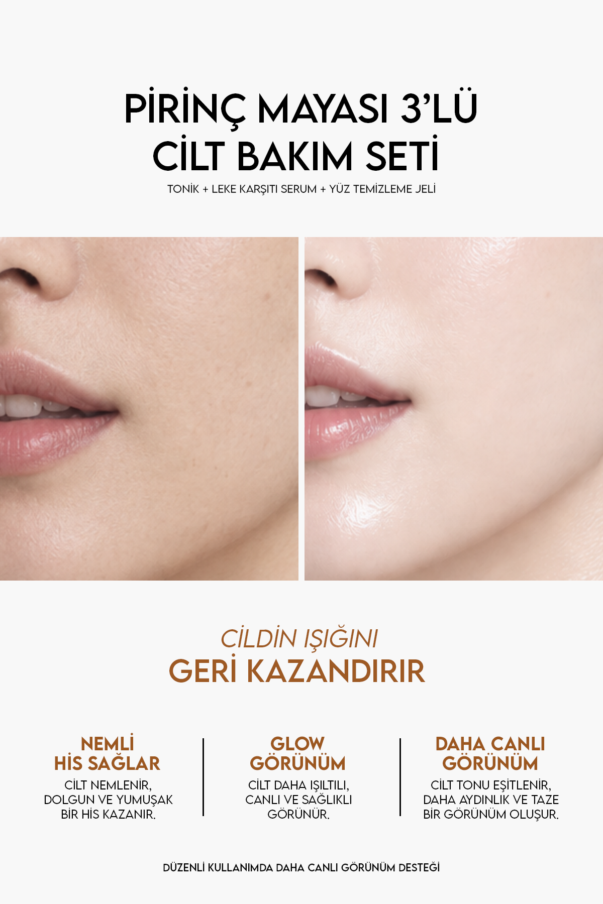 Pirinç Mayası 3'lü Cilt Bakım Seti – Tonik + Leke Karşıtı Serum + Yüz Temizleme Jeli