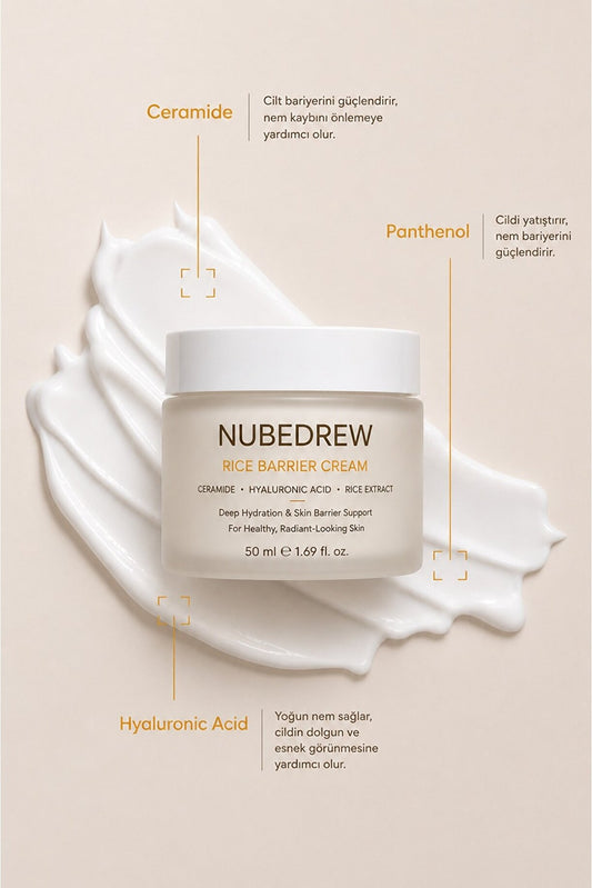 Ceramide Nemlendirici Yüz Kremi 50 ML Cilt Bariyeri Güçlendirici Hyaluronic Acid ve Pirinç Özlü Bakım Kremi