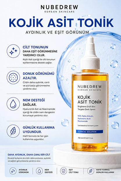Günlük Cilt Bakım Seti SPF50+ PDRN Ceramide Güneş Kremi ve Kojik Asit Tonik Aydınlatıcı Nemlendirici Bakım Seti