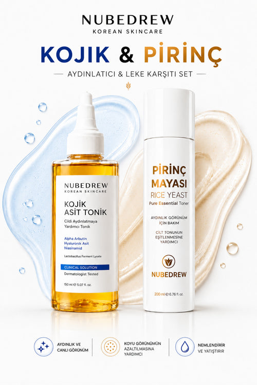 Kojik Asit Tonik 200 ml + Pirinç Mayası Tonik 200 ml 2'li Aydınlatıcı, Canlandırıcı ve Leke Karşıtı Cilt Bakım Seti