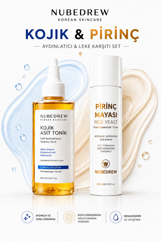 Kojik Asit Tonik 200 ml + Pirinç Mayası Tonik 200 ml 2'li Aydınlatıcı, Canlandırıcı ve Leke Karşıtı Cilt Bakım Seti