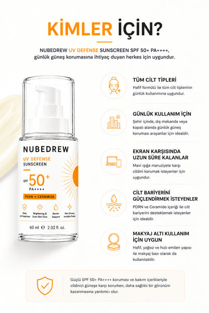 NUBEDREW PDRN Somon DNA & Ceramide SPF50+ PA++++ Güneş Kremi 60 ML  Beyaz İz Bırakmayan, Leke Karşıtı ve Cilt Bariyeri Destekleyici