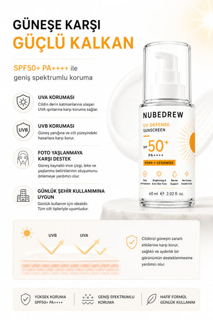 NUBEDREW PDRN Somon DNA & Ceramide SPF50+ PA++++ Güneş Kremi 60 ML  Beyaz İz Bırakmayan, Leke Karşıtı ve Cilt Bariyeri Destekleyici