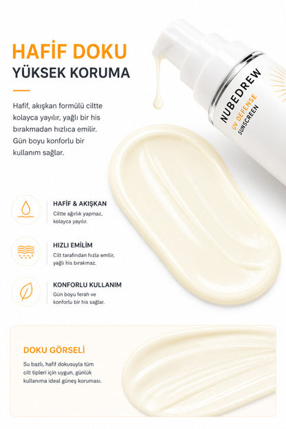 NUBEDREW PDRN Somon DNA & Ceramide SPF50+ PA++++ Güneş Kremi 60 ML  Beyaz İz Bırakmayan, Leke Karşıtı ve Cilt Bariyeri Destekleyici