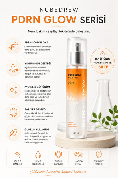 NUBEDREW PDRN Somon DNA Glow Face Mist Tonik 120 ml – Ceramide, Niacinamide ve Hyaluronik Asit İçeren Çift Fazlı Nemlendirici Yüz Spreyi