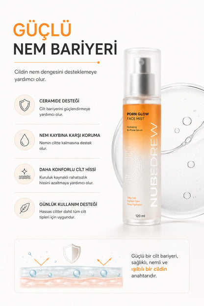 NUBEDREW PDRN Somon DNA Glow Face Mist Tonik 120 ml – Ceramide, Niacinamide ve Hyaluronik Asit İçeren Çift Fazlı Nemlendirici Yüz Spreyi