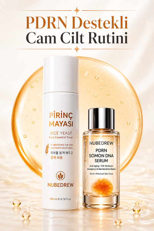 PDRN Somon DNA Serum 30ml + Pirinç Mayası Tonik Seti 200ml Cam Cilt Bakım Rutini Nemlendirici ve Aydınlatıcı Cilt Bakım Seti