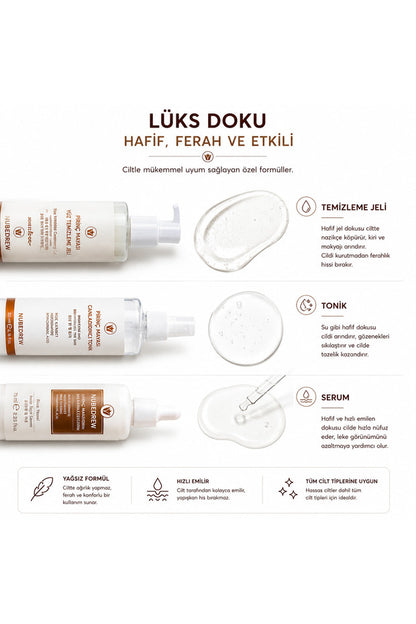 Pirinç Mayası 3'lü Cilt Bakım Seti – Tonik + Leke Karşıtı Serum + Yüz Temizleme Jeli