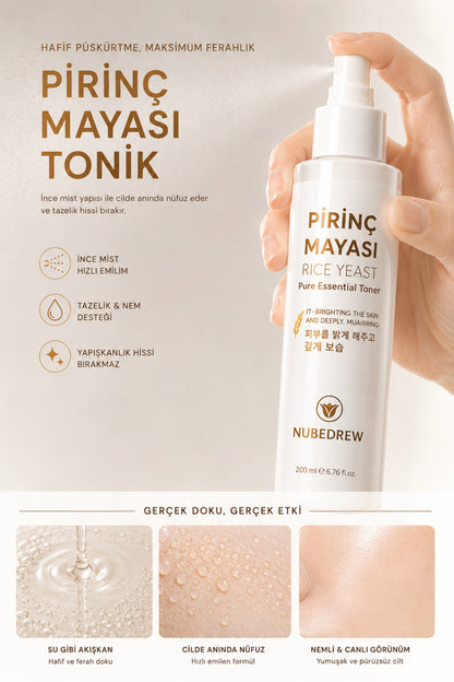 Pirinç Mayası Tonik 200 ml Aydınlatıcı Beyazlatıcı Leke Karşıtı Nemlendirici Bakım Etkili