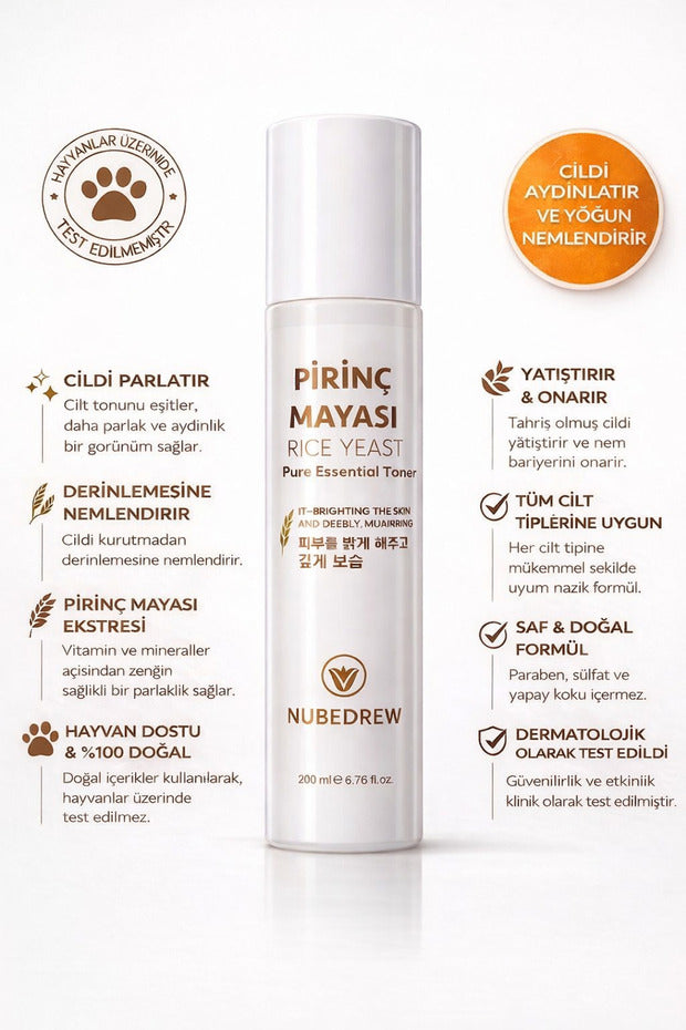 Pirinç Mayası Tonik 200 ml Aydınlatıcı Beyazlatıcı Leke Karşıtı Nemlendirici Bakım Etkili