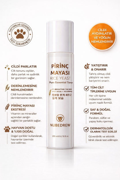 Pirinç Mayası Tonik 200 ml Aydınlatıcı Beyazlatıcı Leke Karşıtı Nemlendirici Bakım Etkili