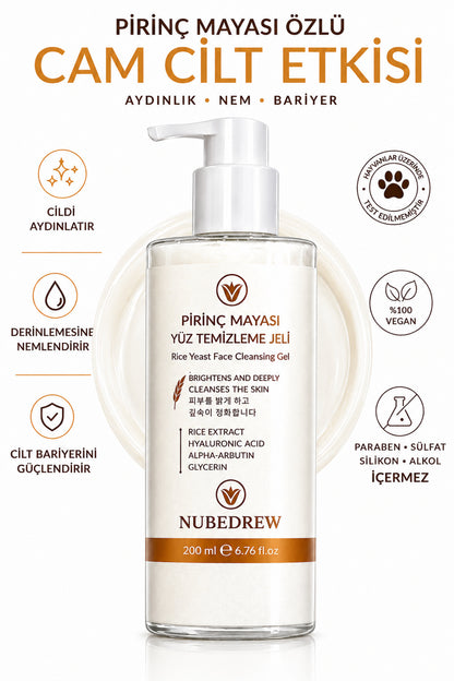 Pirinç Mayası Yüz Temizleme Jeli 200 ml Aydınlatıcı, Gözenek Sıkılaştırıcı, Nemlendirici
