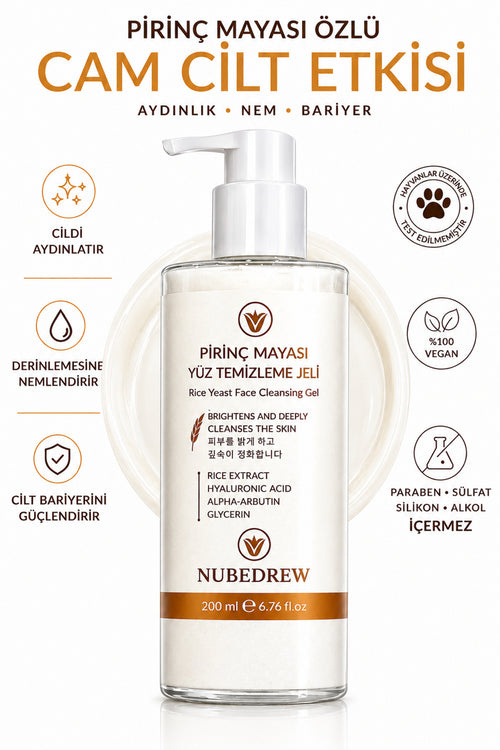 Pirinç Mayası Yüz Temizleme Jeli 200 ml Aydınlatıcı, Gözenek Sıkılaştırıcı, Nemlendirici