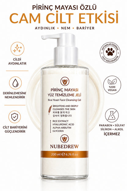 Pirinç Mayası Yüz Temizleme Jeli 200 ml Aydınlatıcı, Gözenek Sıkılaştırıcı, Nemlendirici