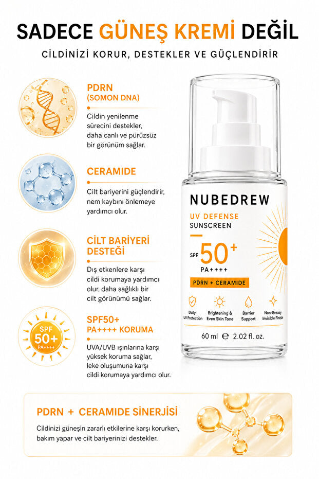 SPF50+ PA++++ Güneş Kremi 60 ML Yüz ve Vücut Kullanımına Uygun, Beyaz İz Bırakmayan Koruma